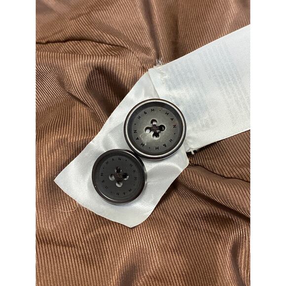 H&M Women's Faux Vegan Leather Collar Long Sleeve Button Down Coat Jacket Top XL - Picture 4 of 6